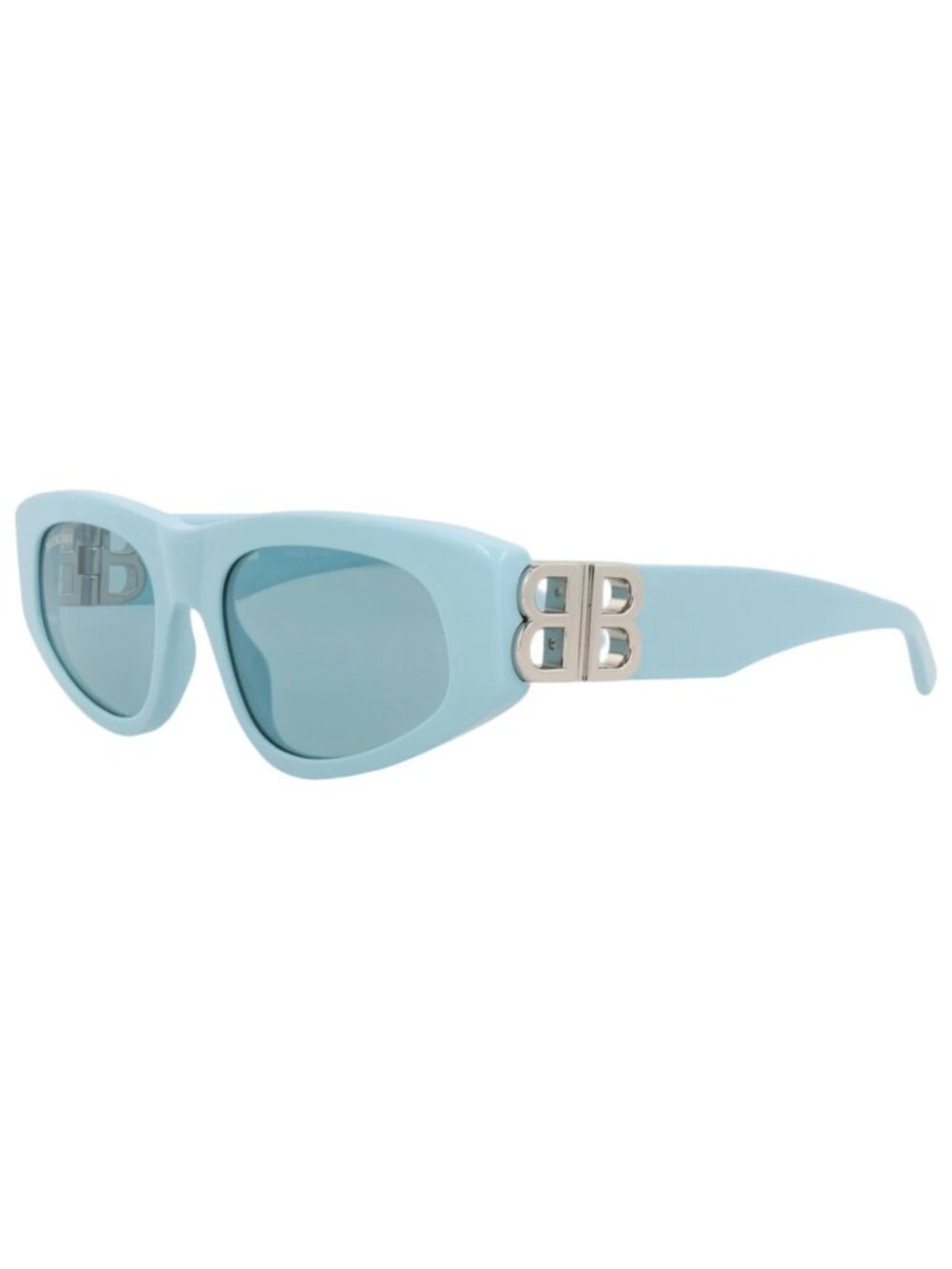 New Balenciaga Women's Sunglasses Cat Eye Recycled Acetate Frame Blue Silver